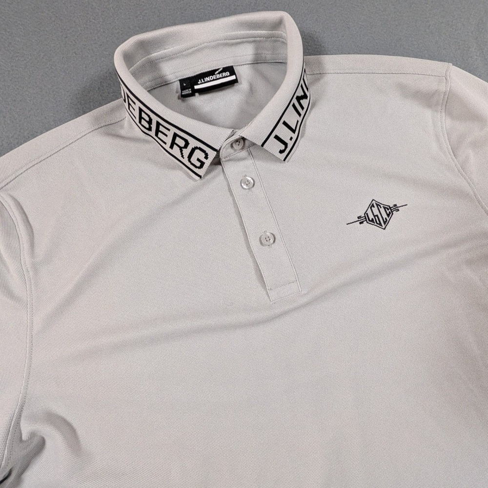 J. Lindeberg Austin Polo Mens Large Logo Collar Golf Shirt GMJT11952